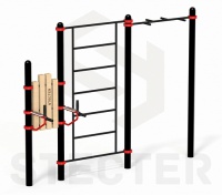 комплекс из шведской стенки, тренажера брусья-пресс, комбинированного турника с широким и узким хват